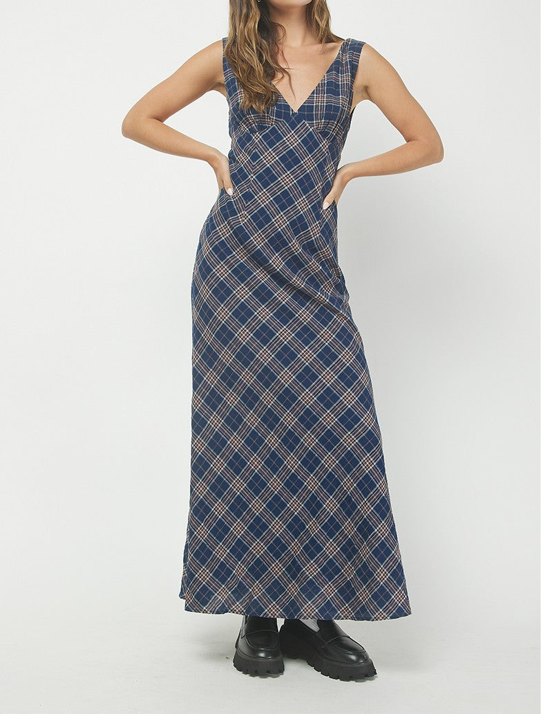 Sable Plaid Maxi Dress