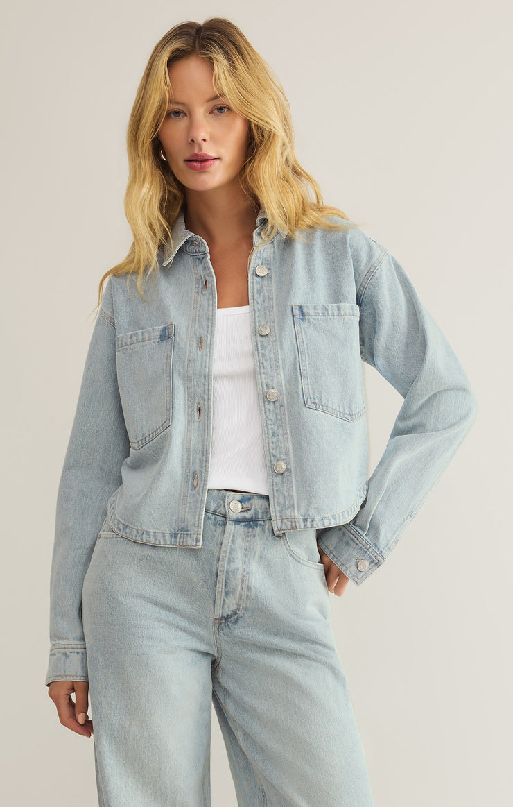 All Day Cropped Denim Jacket Faded Indigo