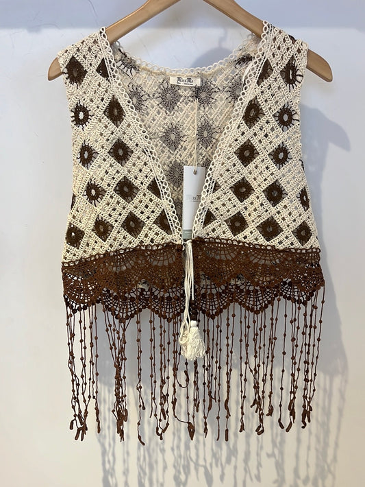 All Over Crochet Fringe Vest