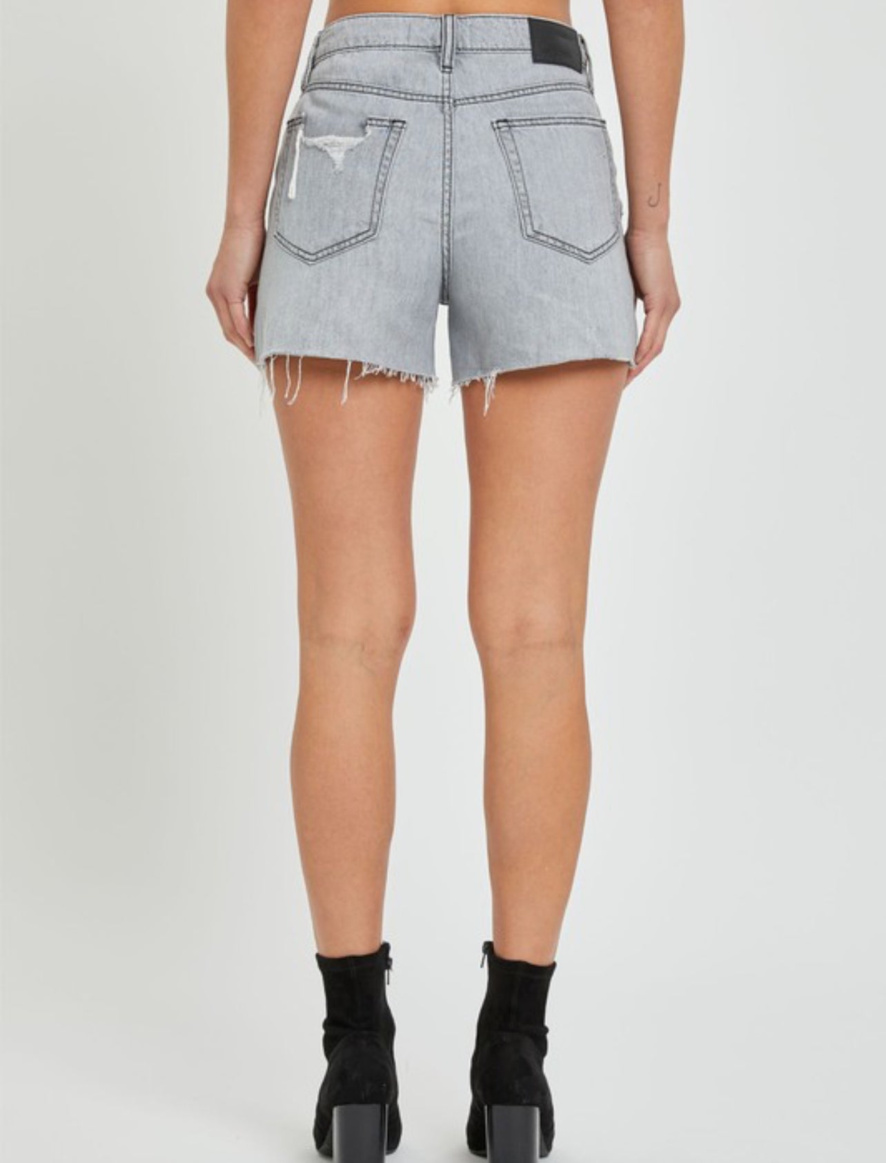 Grey Classic Side Slit Mom Shorts