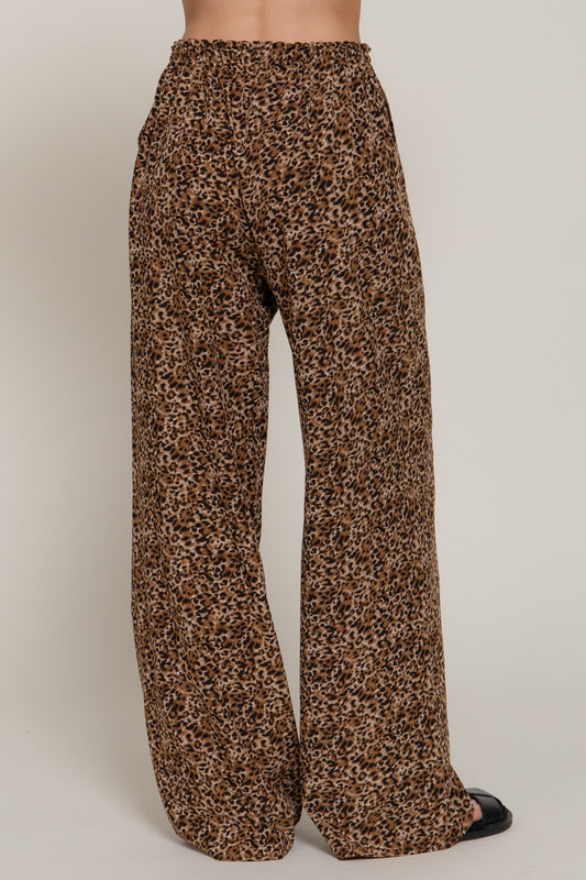 Misty Leopard Elastic Waist Pant