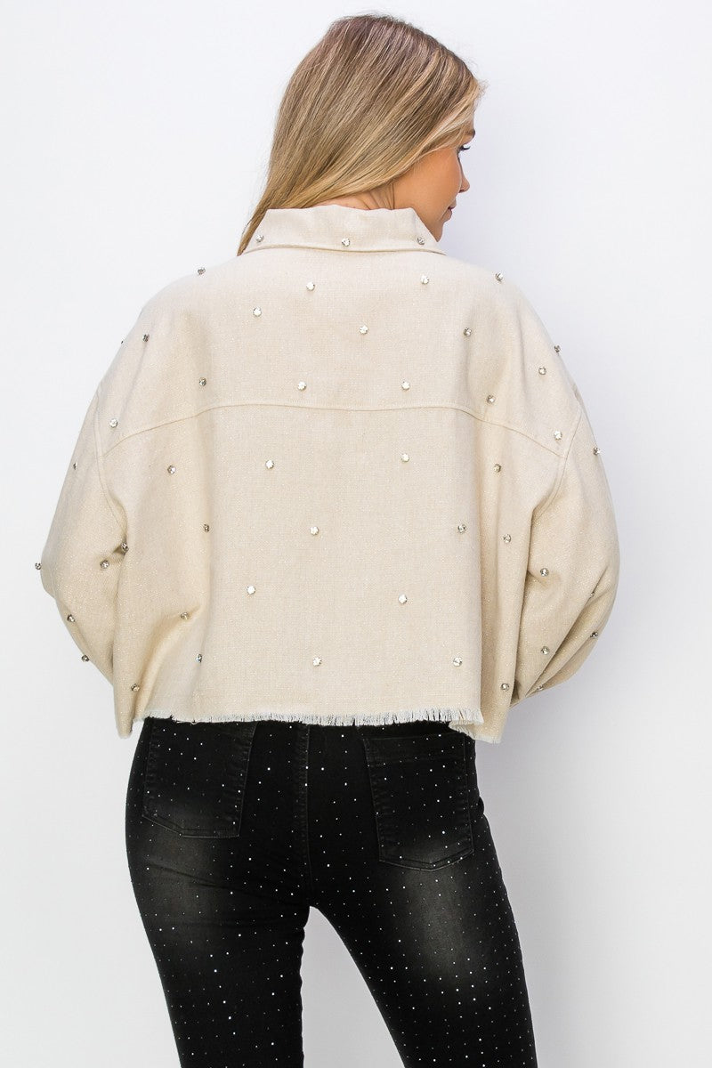 Rhinestone Studded Crop Jacket