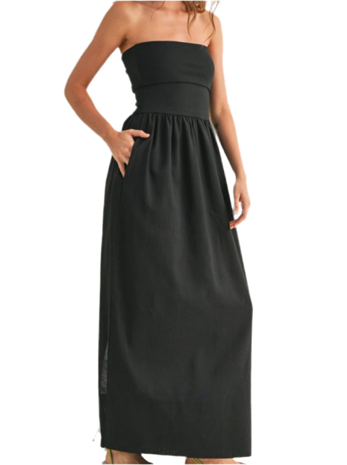 Coco Linen With Ribbed Knitted Top Combo Maxi Dress