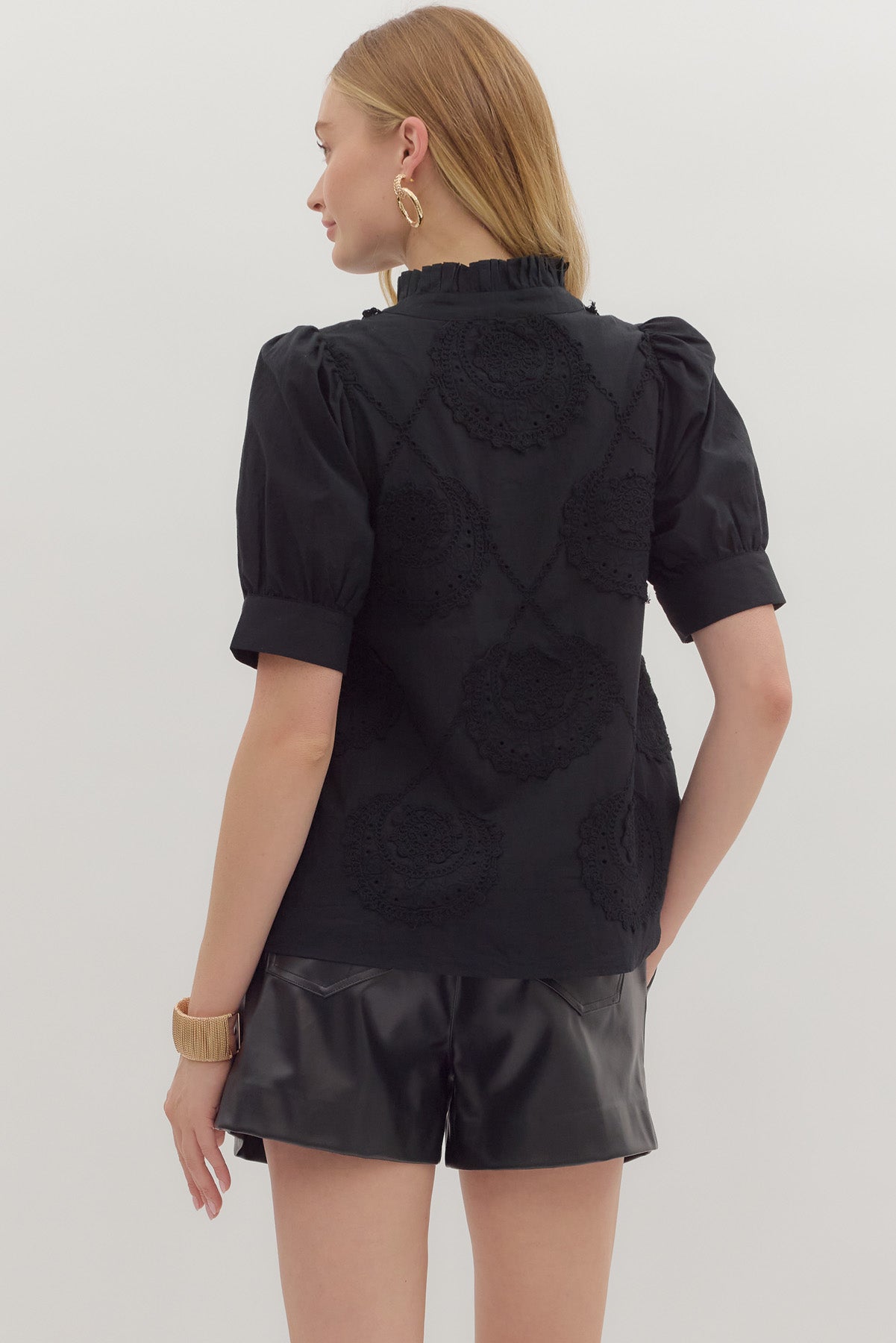 Lyndie Embroidered Short Sleeve Top