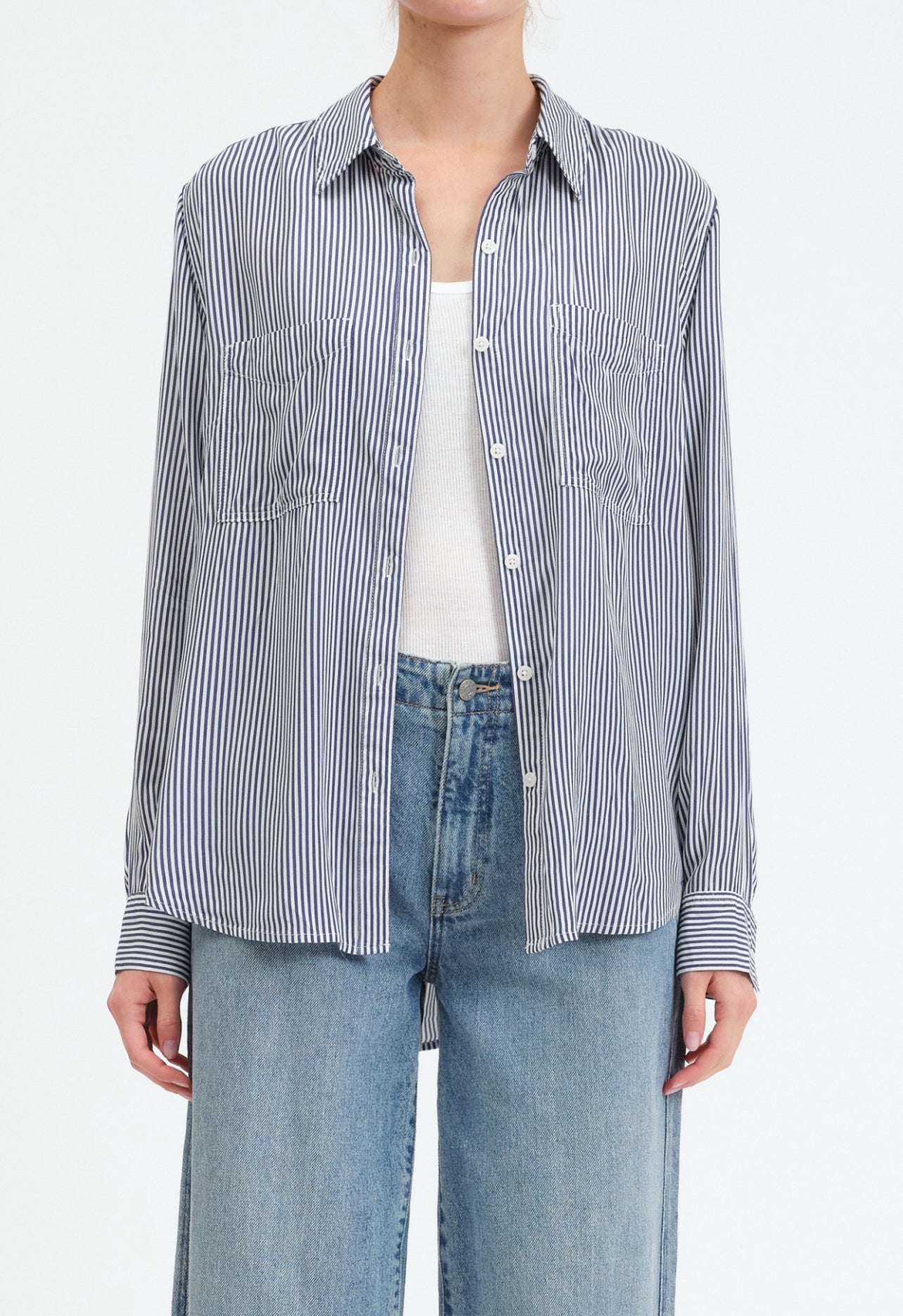 Palisades Rayon Button Up Long Sleeve Stripe By Daze Denim