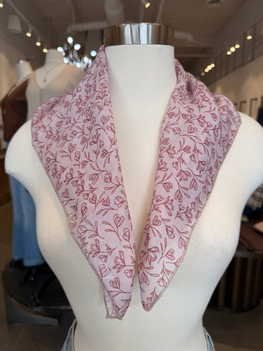 Dusty Cotton Linen Print Square Scarf