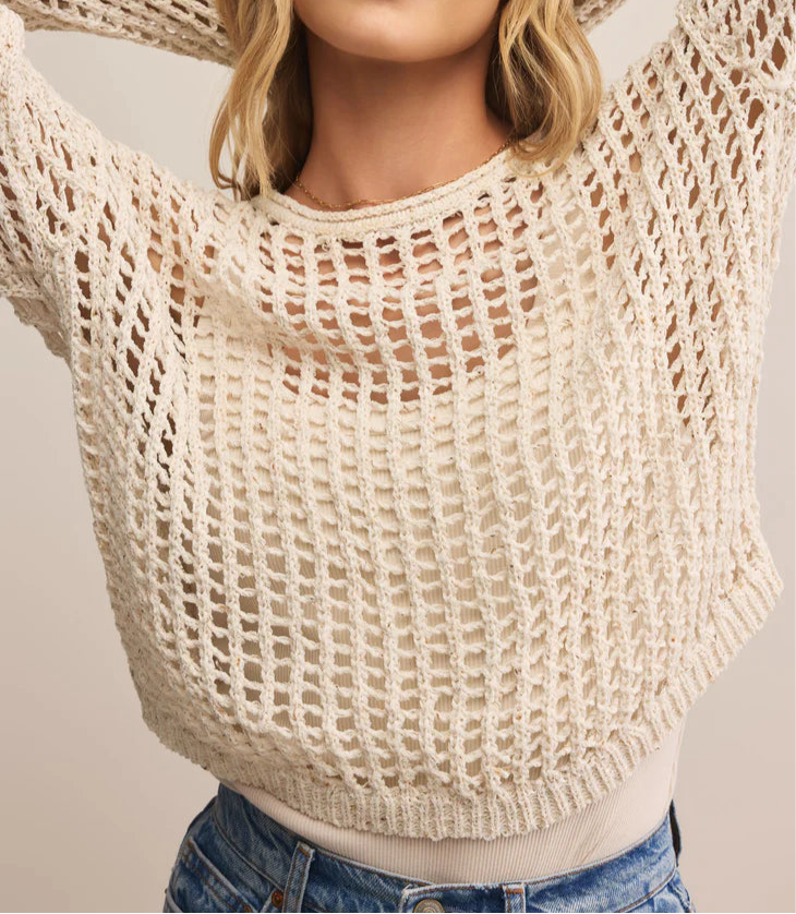 Z Supply Felix Cropped Crochet Sweater