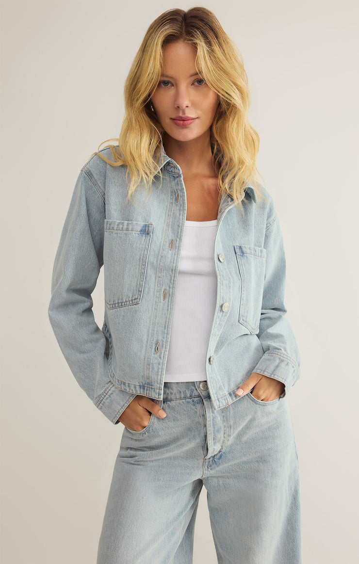 All Day Cropped Denim Jacket Faded Indigo