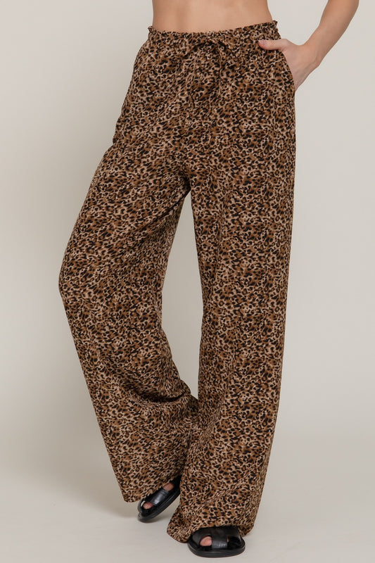 Misty Leopard Elastic Waist Pant