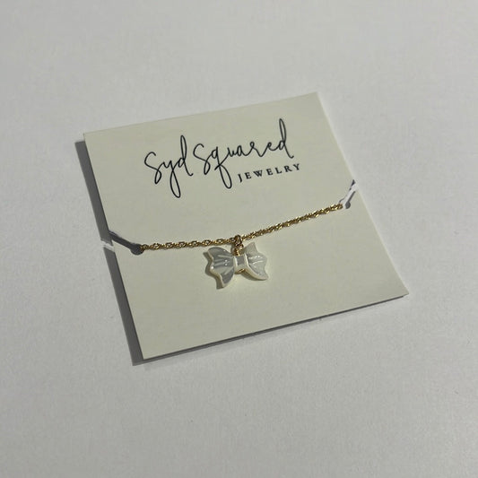 Dainty White Bow Necklace