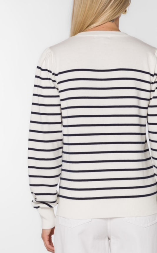 Serissa Ecru Navy Stripe Sweater By Velvet Heart