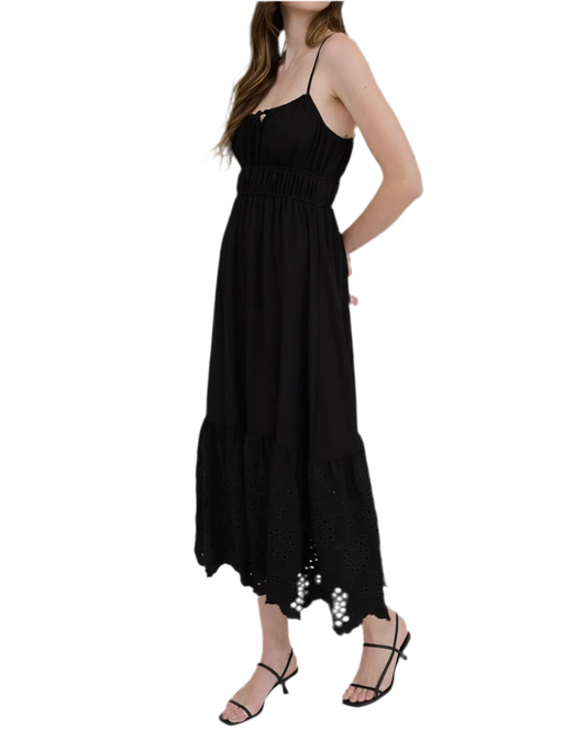 Amelia Eyelet Scallop Hem Midi Dress