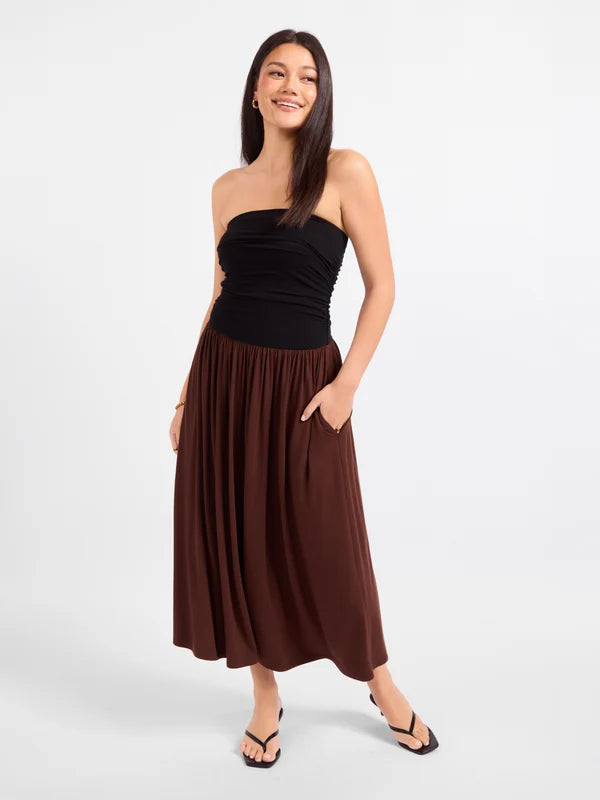 Hot Coffee Strapless Midi Dress