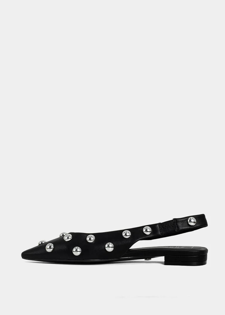 Shushop Arizona Black Flat Shoe With Studs