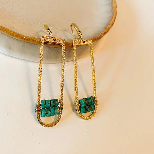 African Turquoise Double Bead Earrings