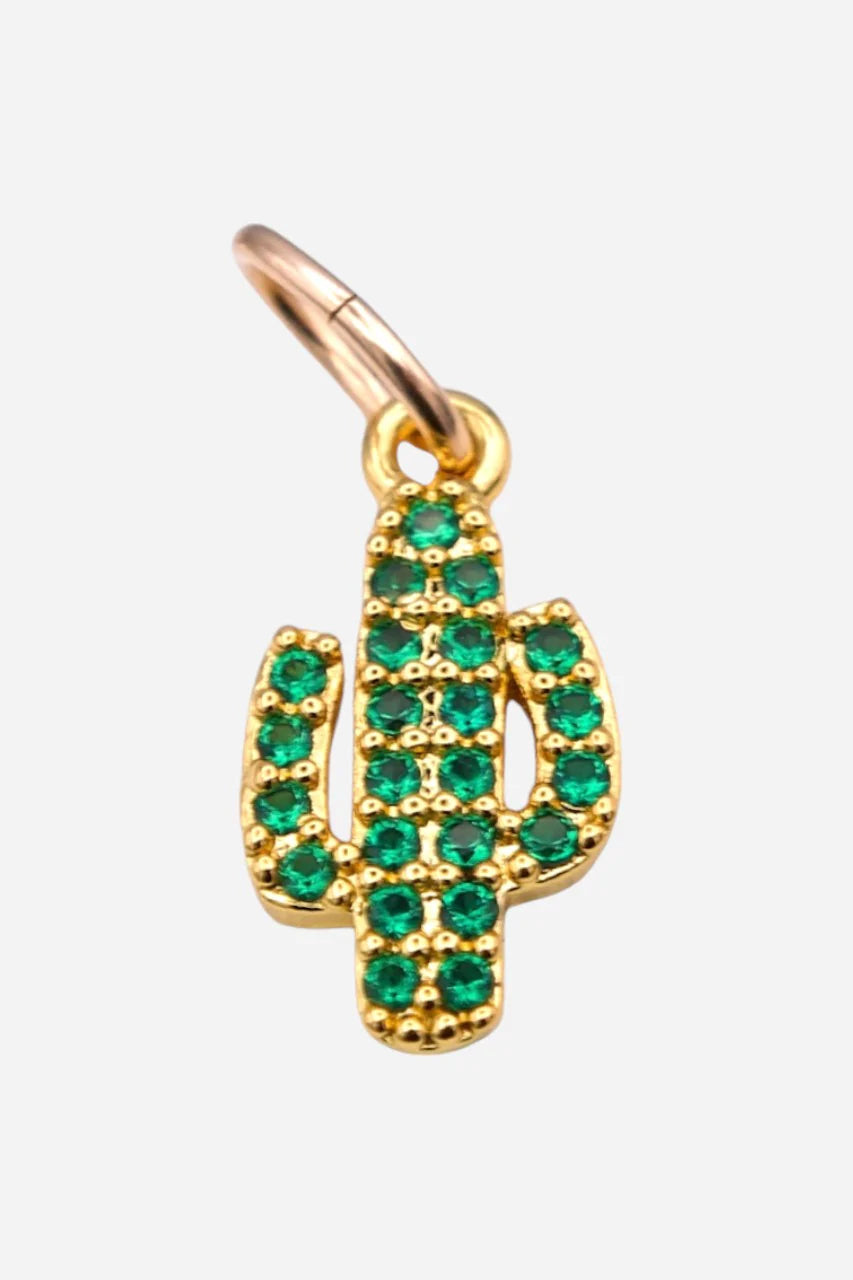 Green Pave Cactus Charm