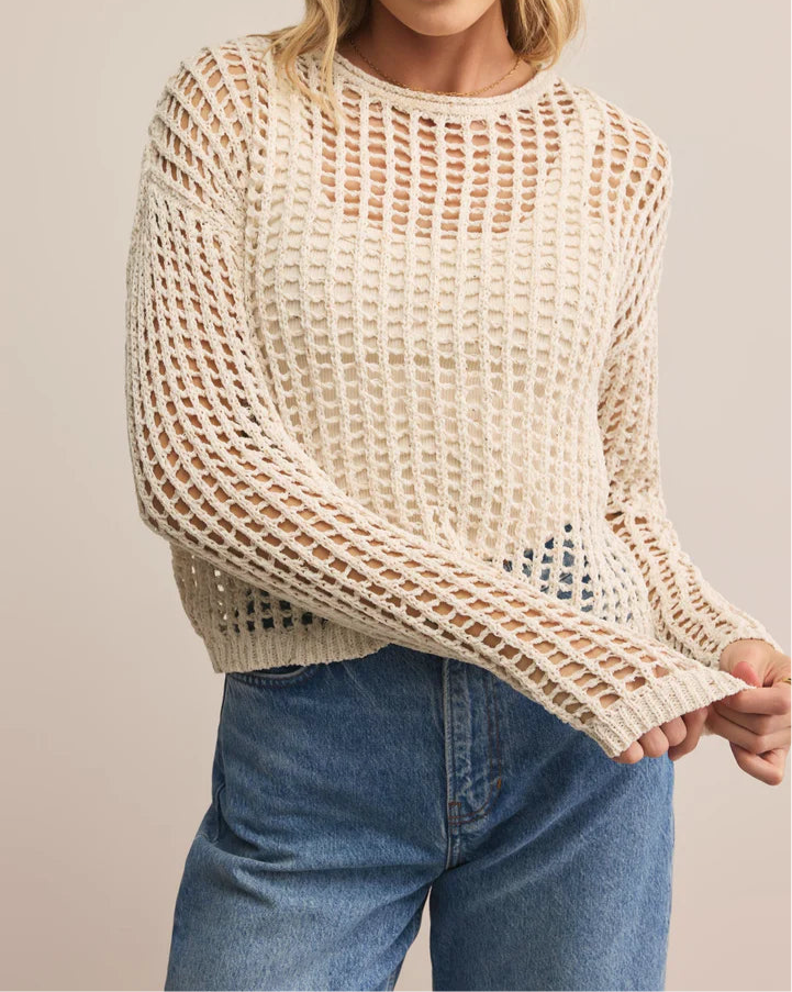 Z Supply Felix Cropped Crochet Sweater