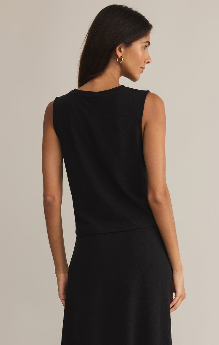 Sloane Black Textured Sleeveless Knit Top