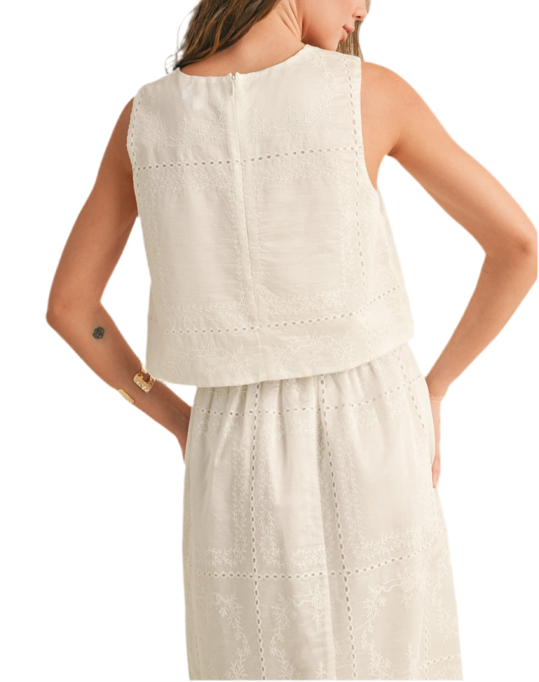 Perla-Ann Eyelet Sleeveless Top