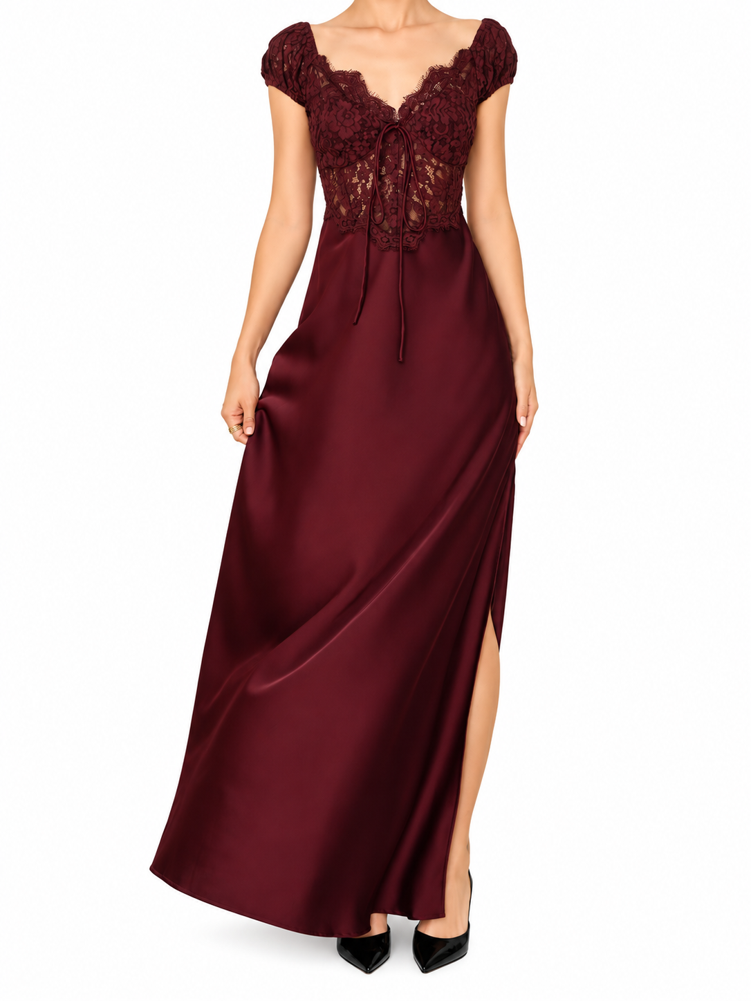 Stacy Lace Satin Maxi Dress