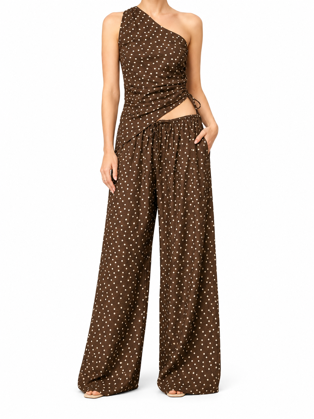 Claire Polka Dot Wide Leg Pull On Pants