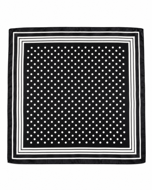 Black Polka Satin Square Scarf