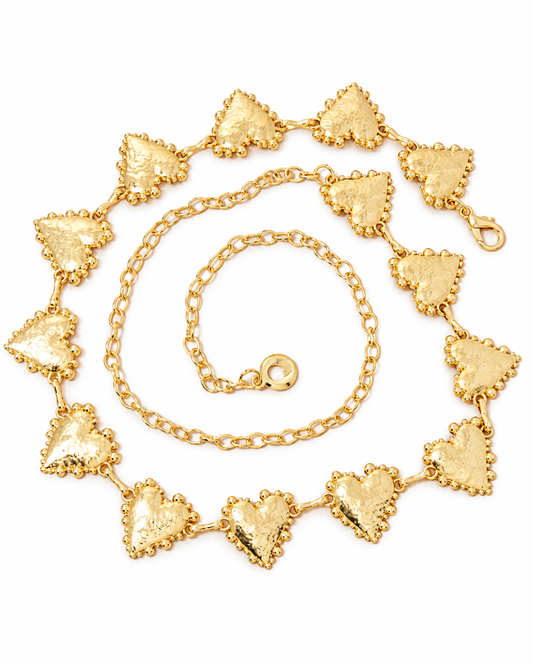 Hammered Heart Link Chain Belt