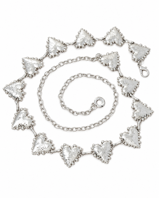 Hammered Heart Link Chain Belt