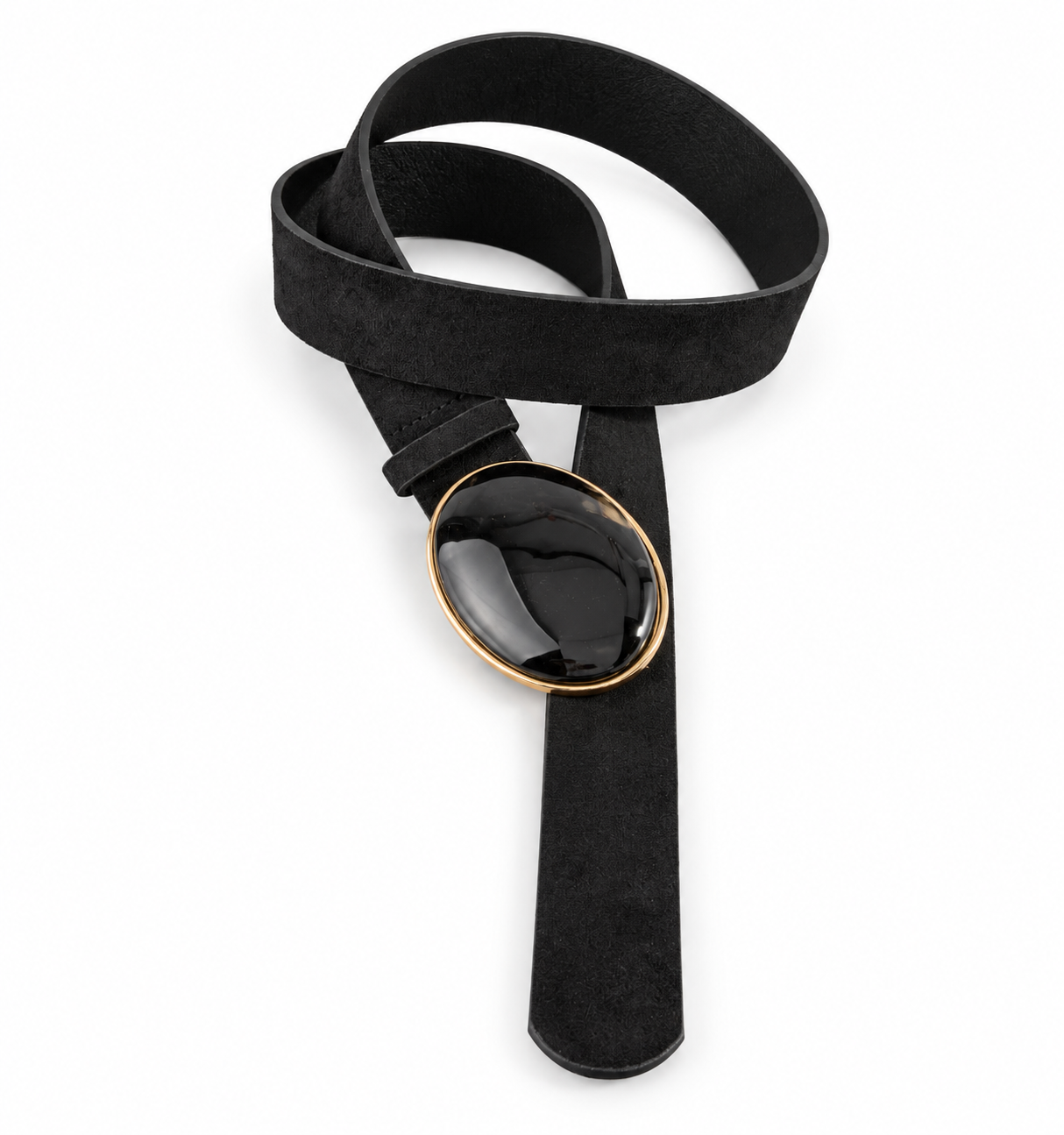 Vegan Leather With Oval Resin Buckle Belt