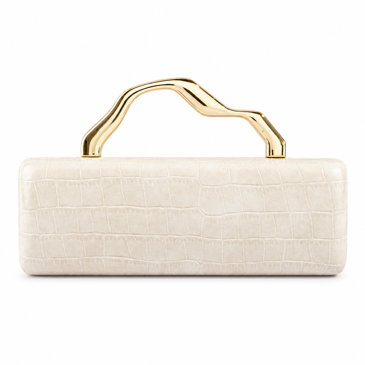 Crocodile Clutch With Sculpted Handle