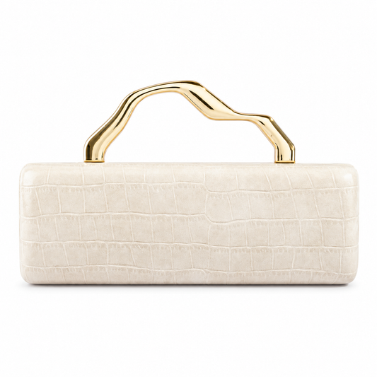 Crocodile Clutch With Sculpted Handle