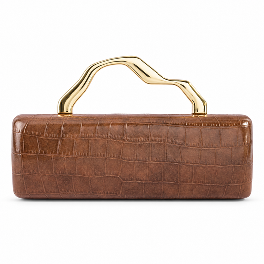 Crocodile Clutch With Sculpted Handle