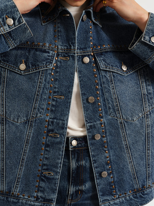 Daze Beau Boyfriend Jacket in Vintage Blue