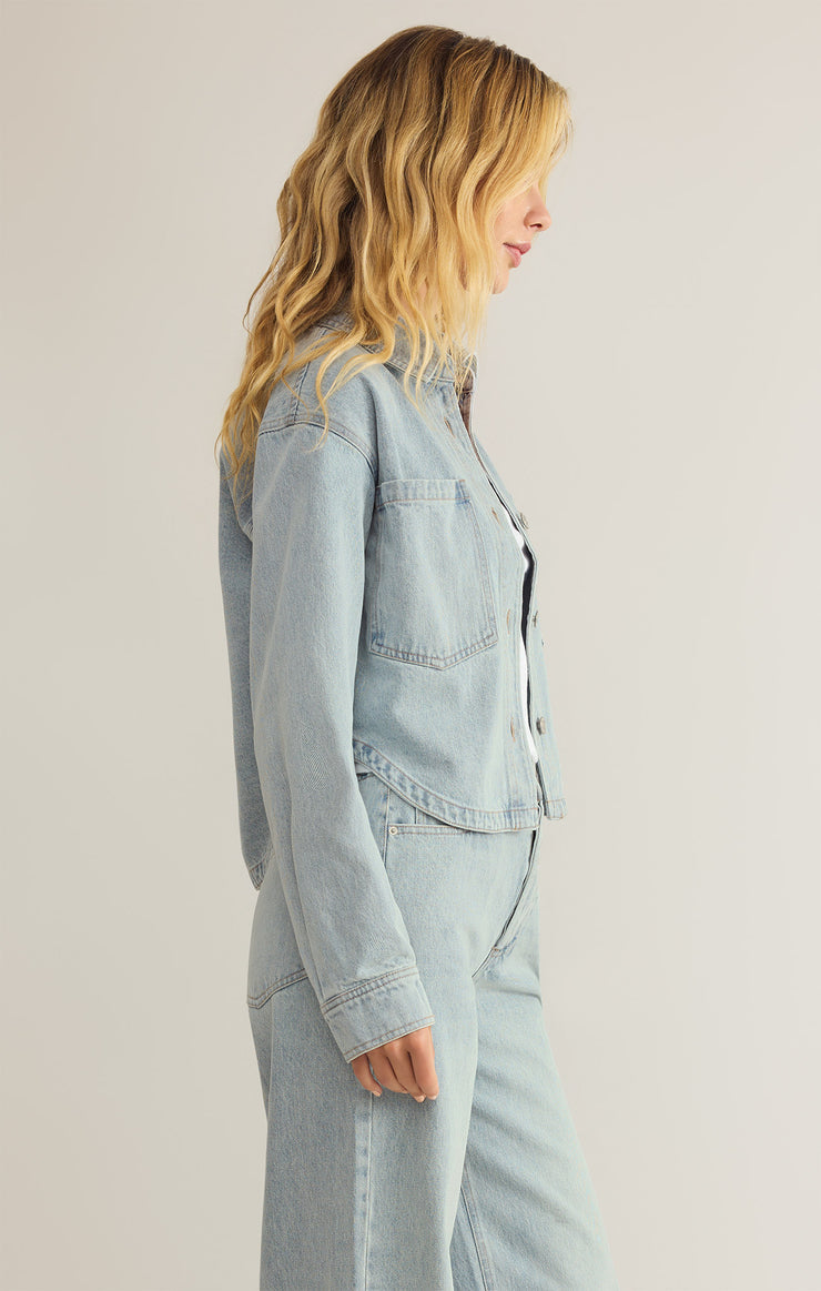 All Day Cropped Denim Jacket Faded Indigo