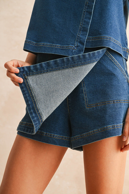 Michelle Denim Skort With Back Pockets