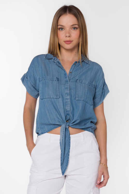 ZURIA BLUE CHAMBRAY TOP BY VELVET HEART