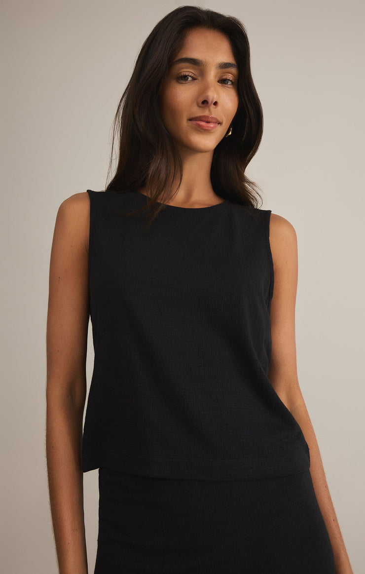 Sloane Black Textured Sleeveless Knit Top