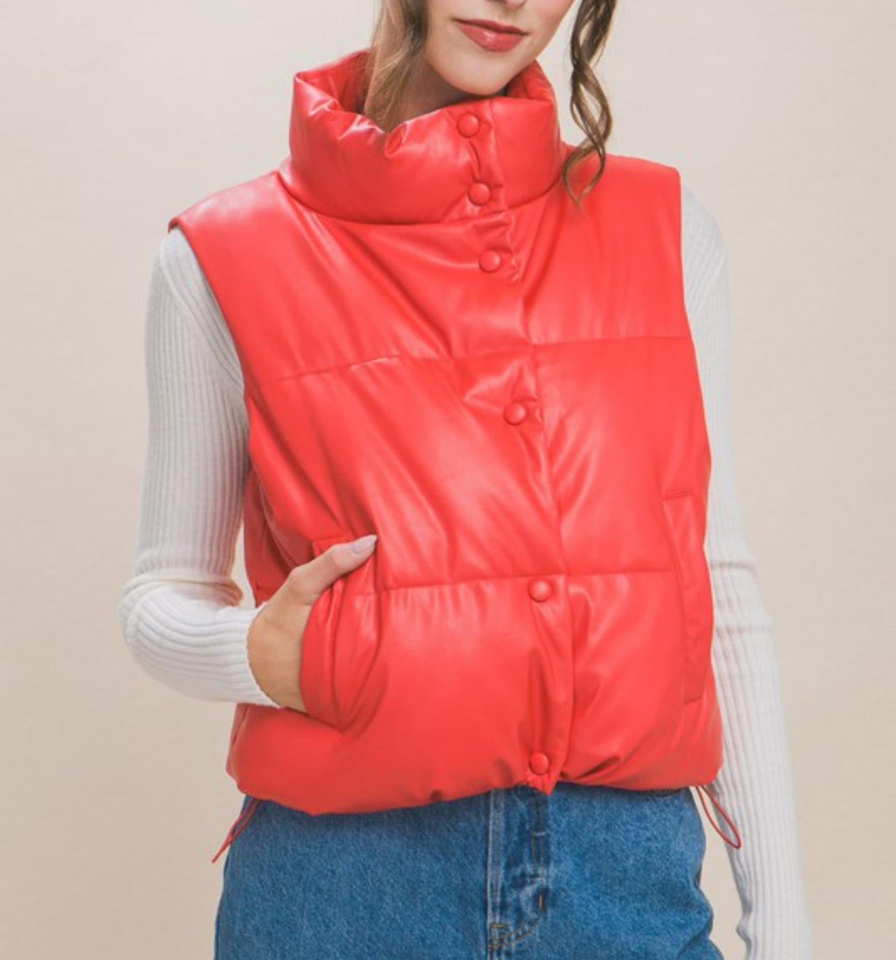 PU Faux Leather Padded Vest