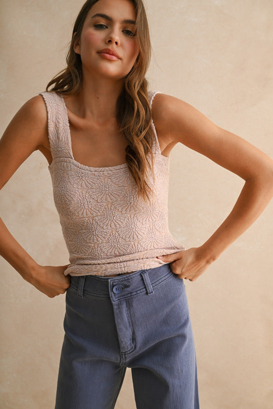 Beatrix Textured Washed Sleeveless Knit Top