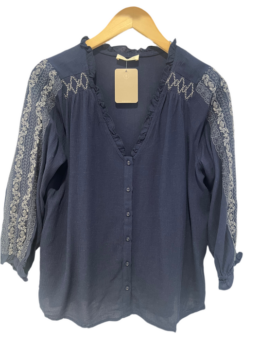 Nikki Long Sleeve Button Front Top