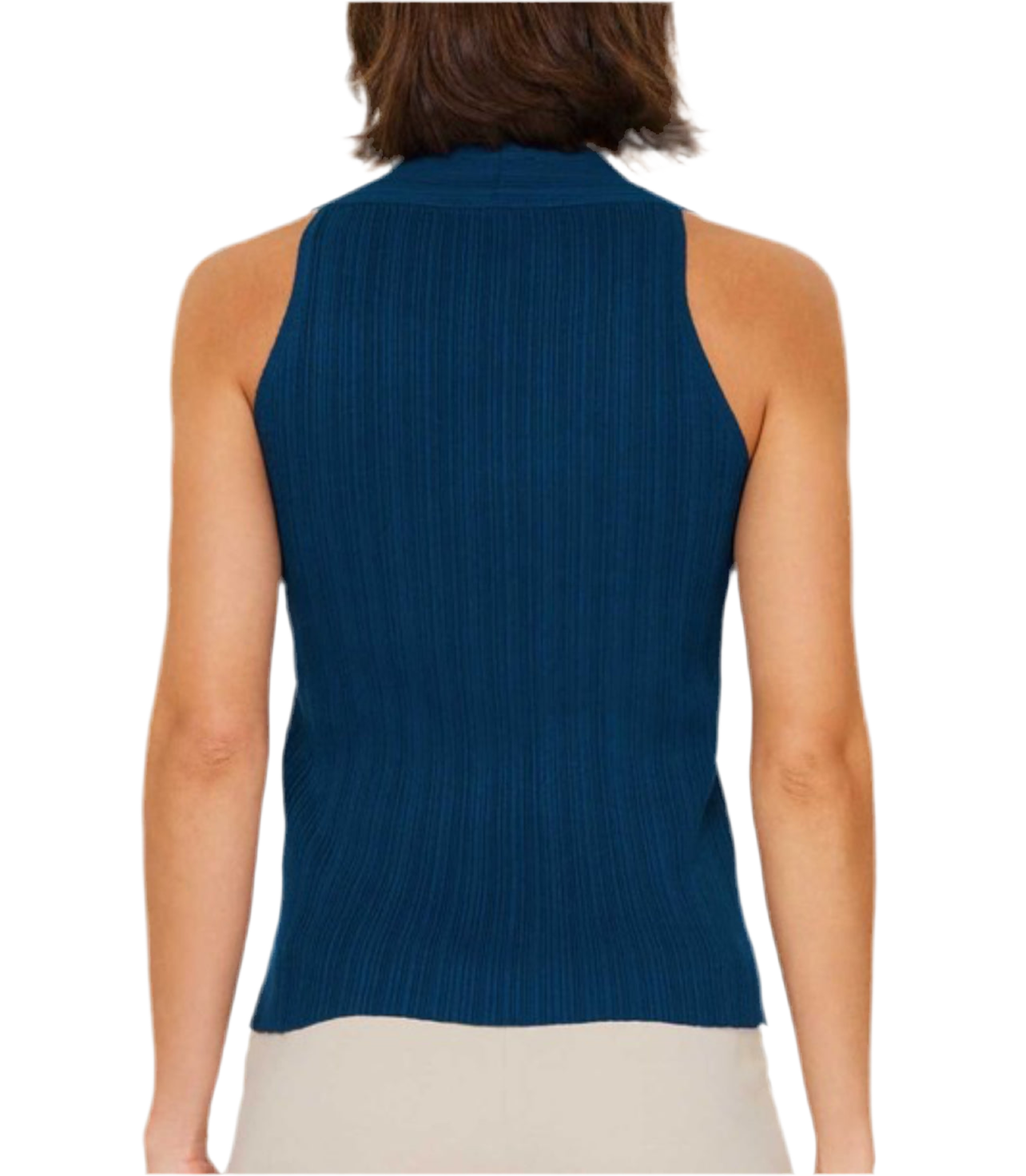 Angie Sleeveless Blue Top With Buttons