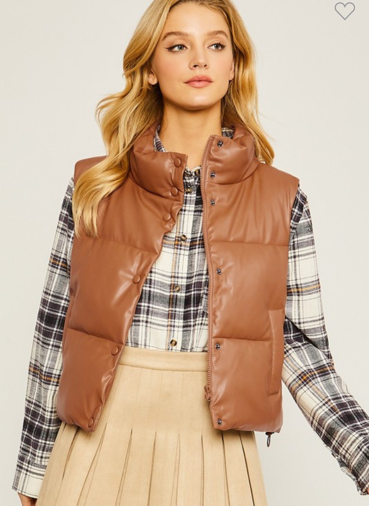 PU Faux Leather Padded Vest