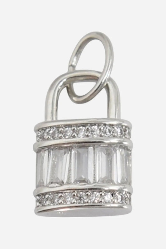 Farrah B Baguette Lock Charm - Silver