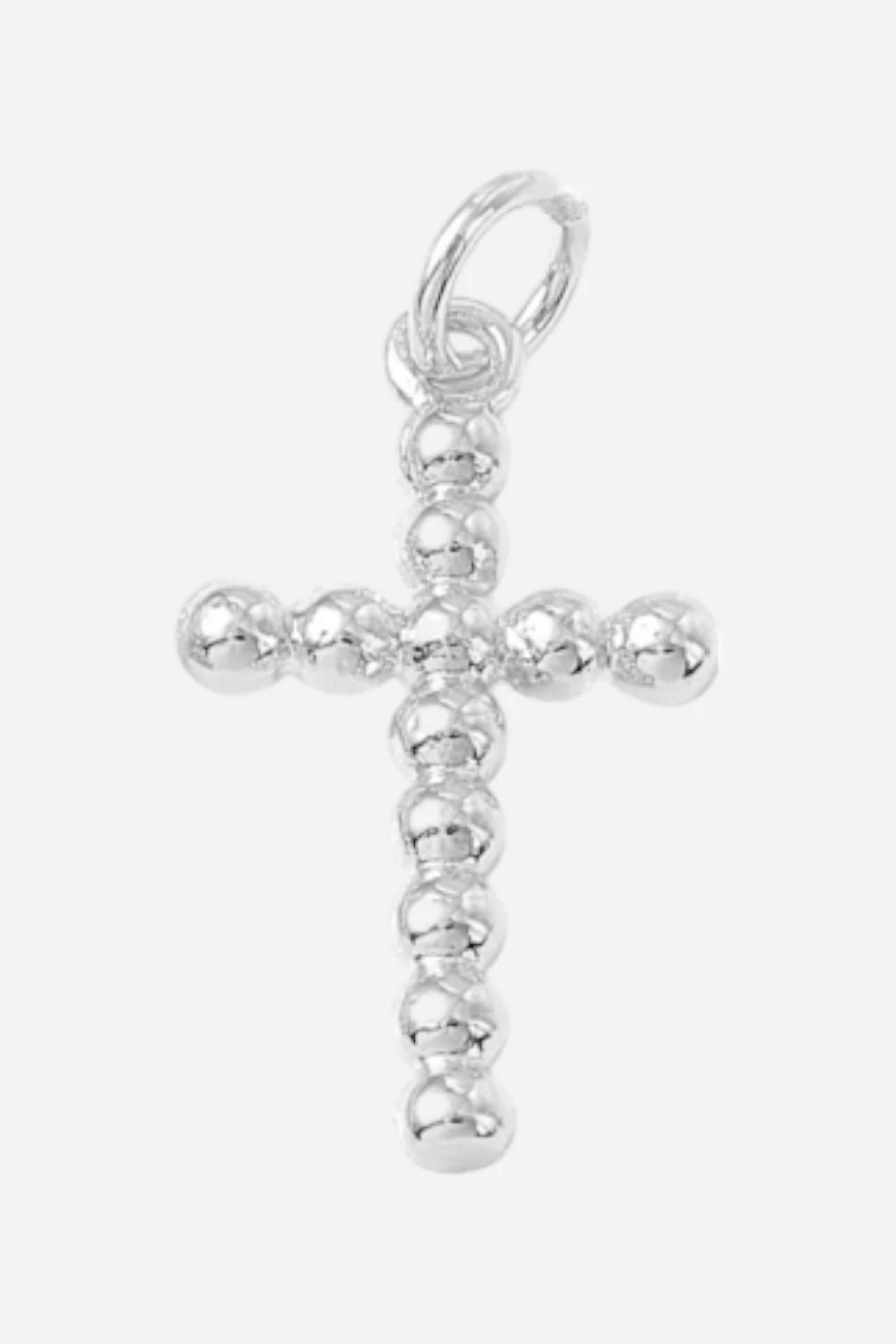 Farrah B Large Beaded Cross Charm - Silver