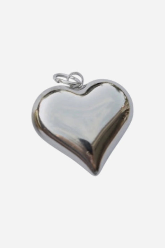 Farrah B Puff Heart Silver Charm