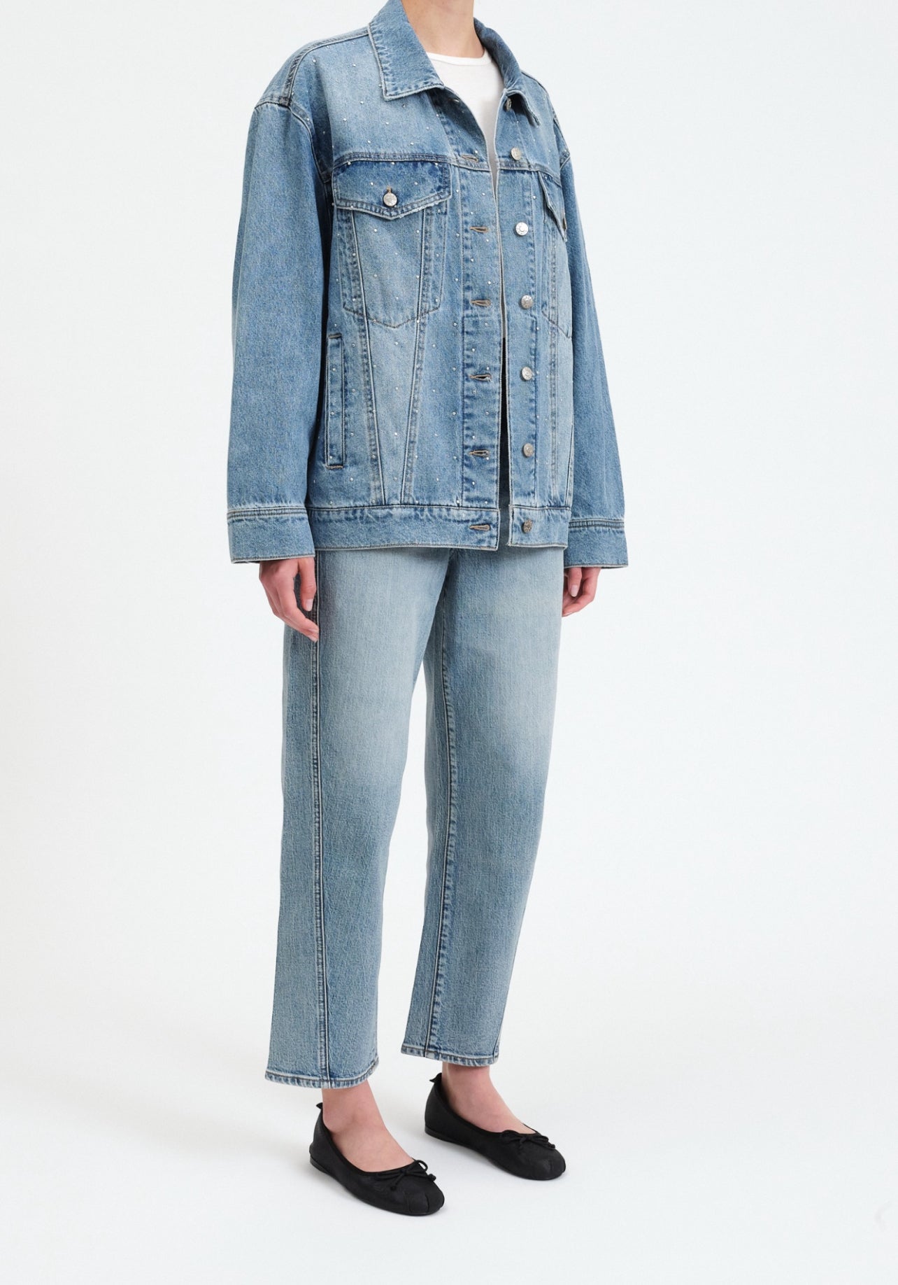 Beau Boyfriend Oversized Jacket with flat shiny studs by Daze Denim