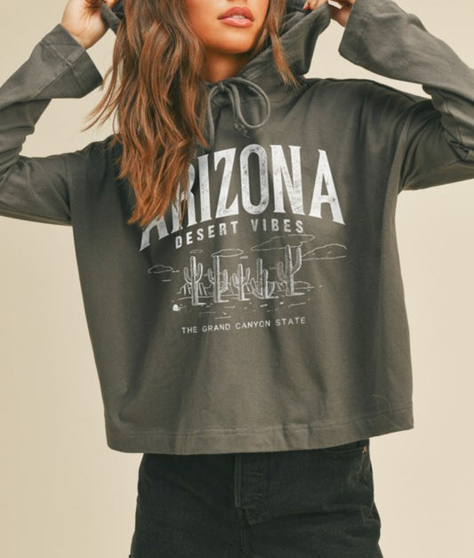 Arizona Desert Vibes Graphic Hooded Long Sleeve Tee