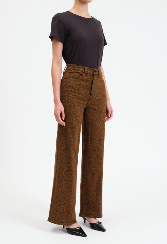 Far Out High Rise Wide Leg Leopard print jean