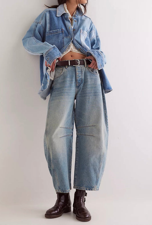 We The Free Good Luck Mid-Rise Barrel Jeans