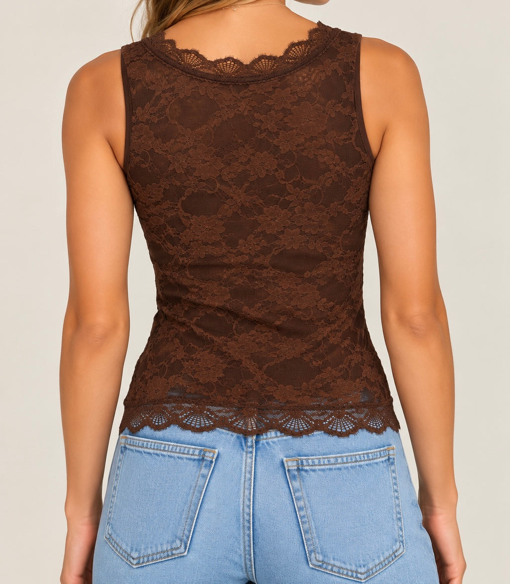 Rosalie Floral Lace V-Neck Tank